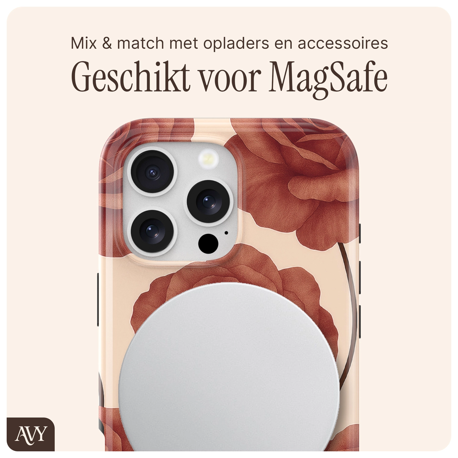 AVY Apple iPhone 14 Pro Hoesje MagSafe Back Cover Botanique Roses afbeelding 9