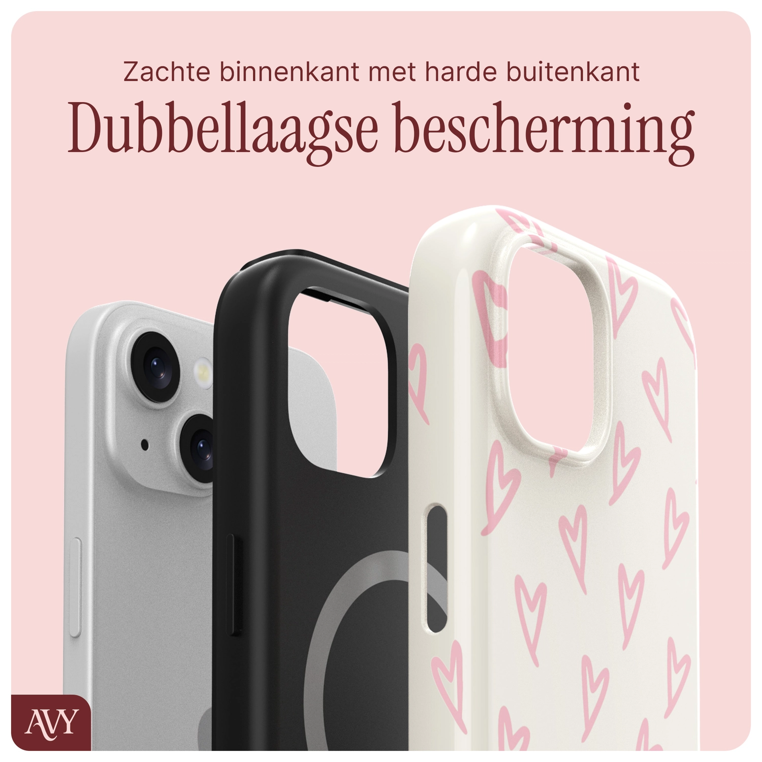 AVY Apple iPhone 14 / 13 Hoesje MagSafe Back Cover Cupid Blush afbeelding 6
