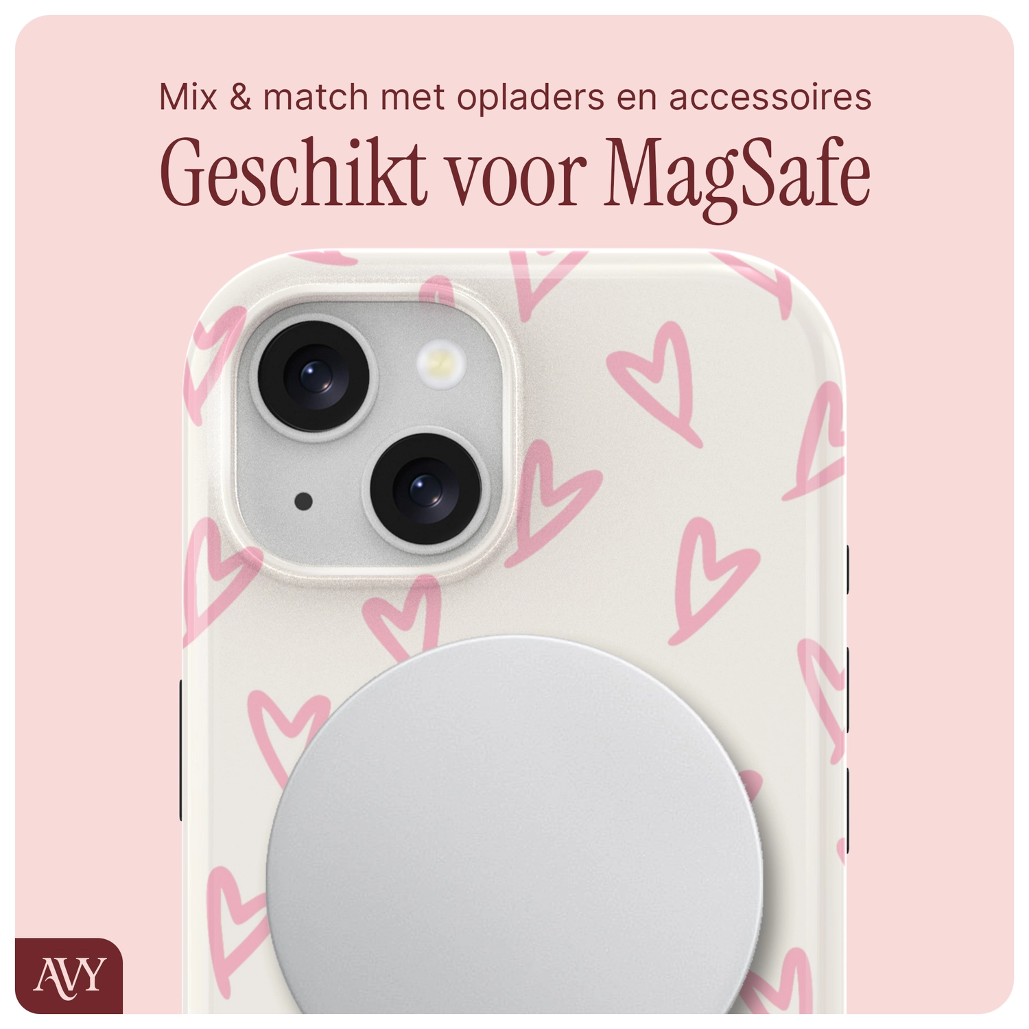 AVY Apple iPhone 14 / 13 Hoesje MagSafe Back Cover Cupid Blush afbeelding 7