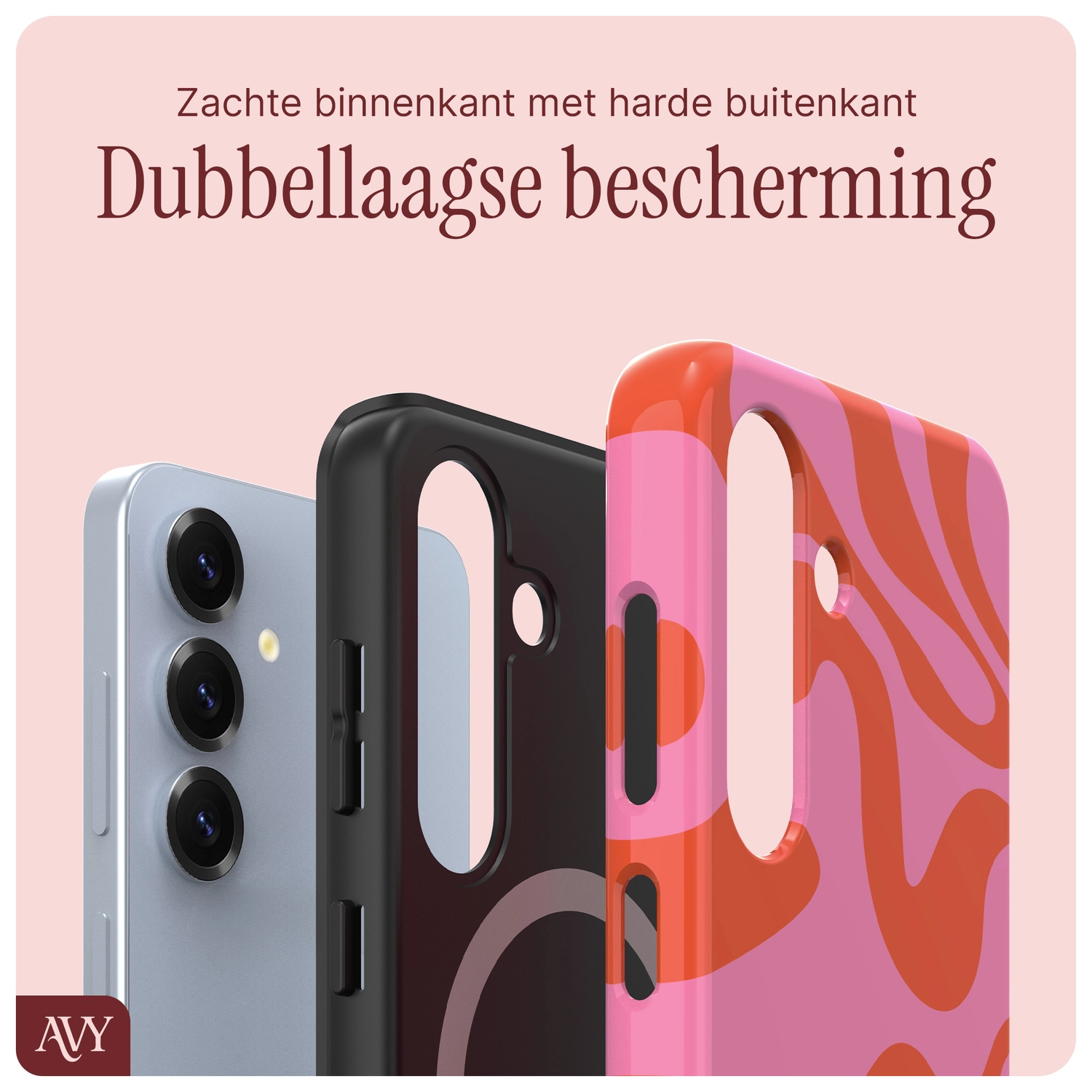 AVY Samsung Galaxy S25 Plus Hoesje MagSafe Back Cover Rosé Twist afbeelding 5