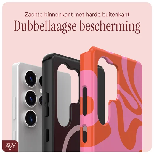 AVY Samsung Galaxy S25 Ultra Hoesje MagSafe Back Cover Rosé Twist afbeelding 6