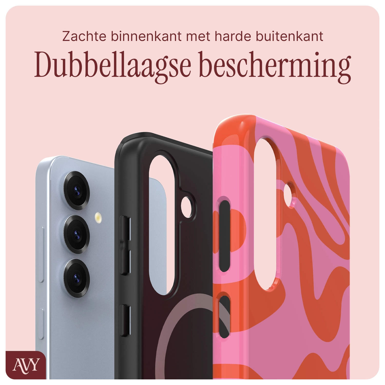 AVY Samsung Galaxy S24 Hoesje MagSafe Back Cover Rosé Twist afbeelding 6