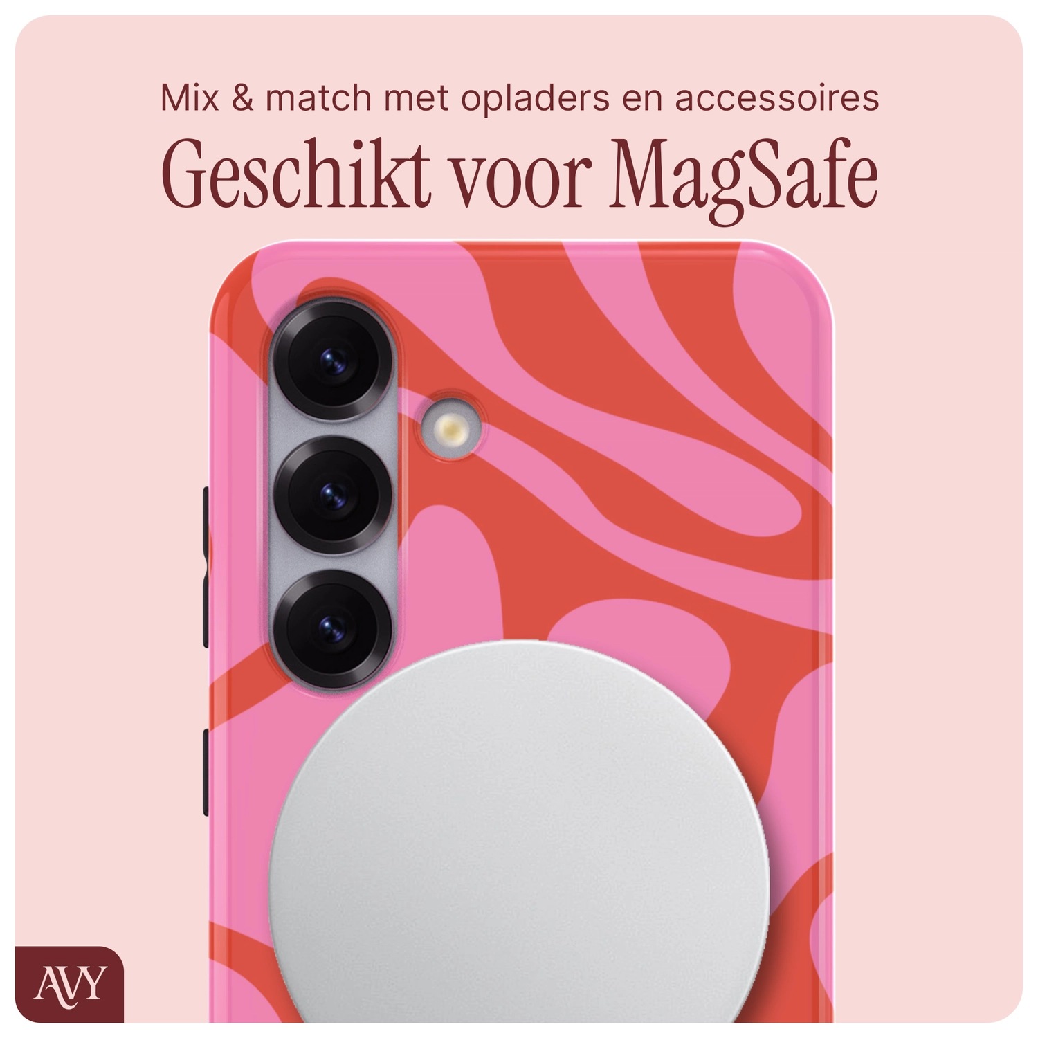 AVY Samsung Galaxy S24 Hoesje MagSafe Back Cover Rosé Twist afbeelding 7