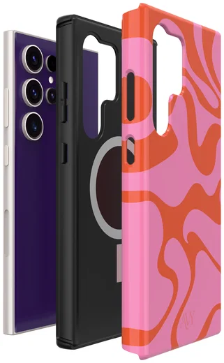 AVY Samsung Galaxy S24 Ultra Hoesje MagSafe Back Cover Rosé Twist afbeelding 10
