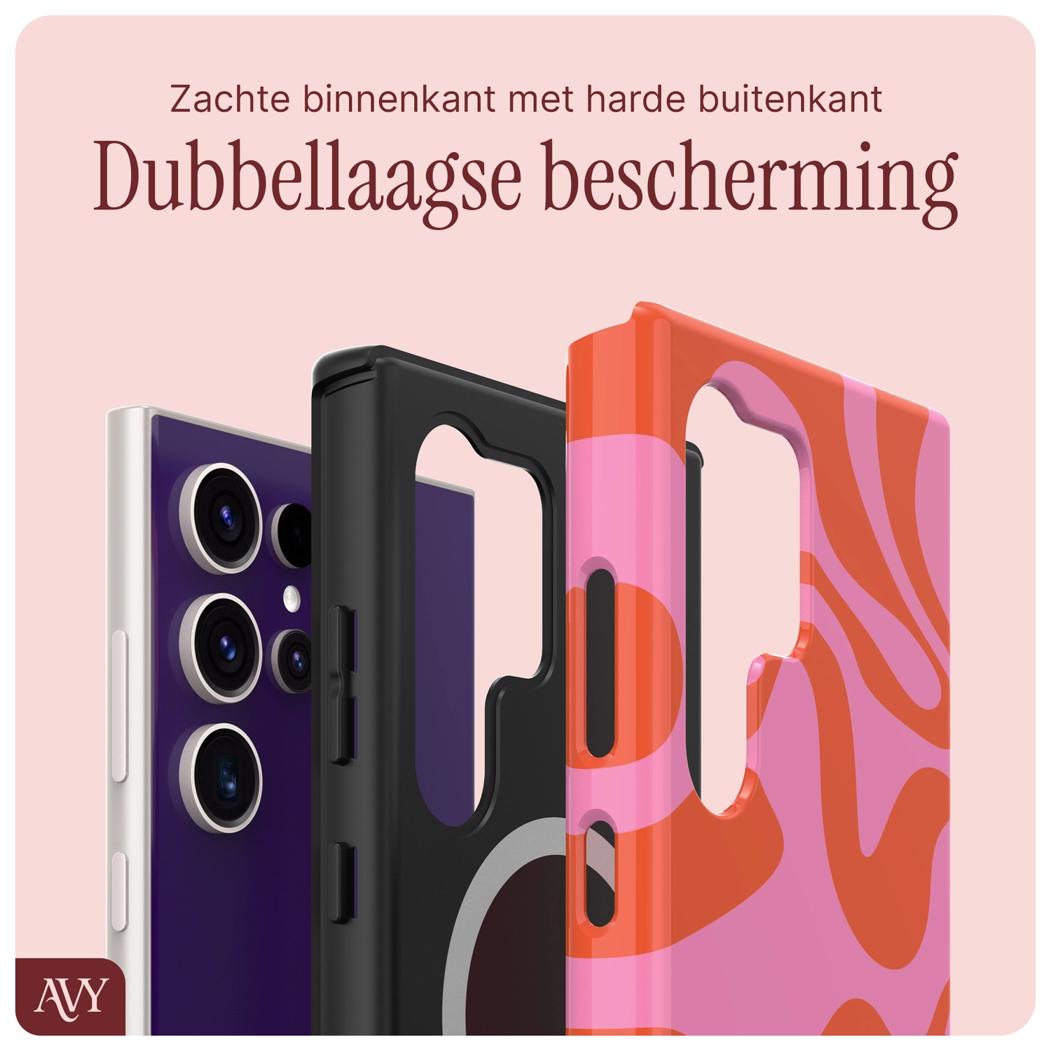 AVY Samsung Galaxy S24 Ultra Hoesje MagSafe Back Cover Rosé Twist afbeelding 6