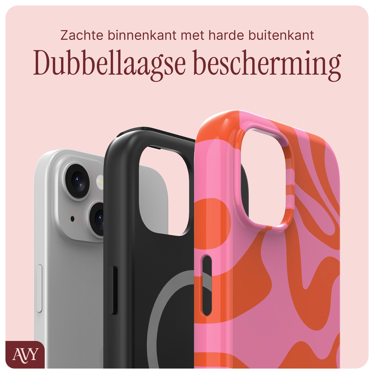 AVY Apple iPhone 15 Hoesje MagSafe Back Cover Rosé Twist afbeelding 7
