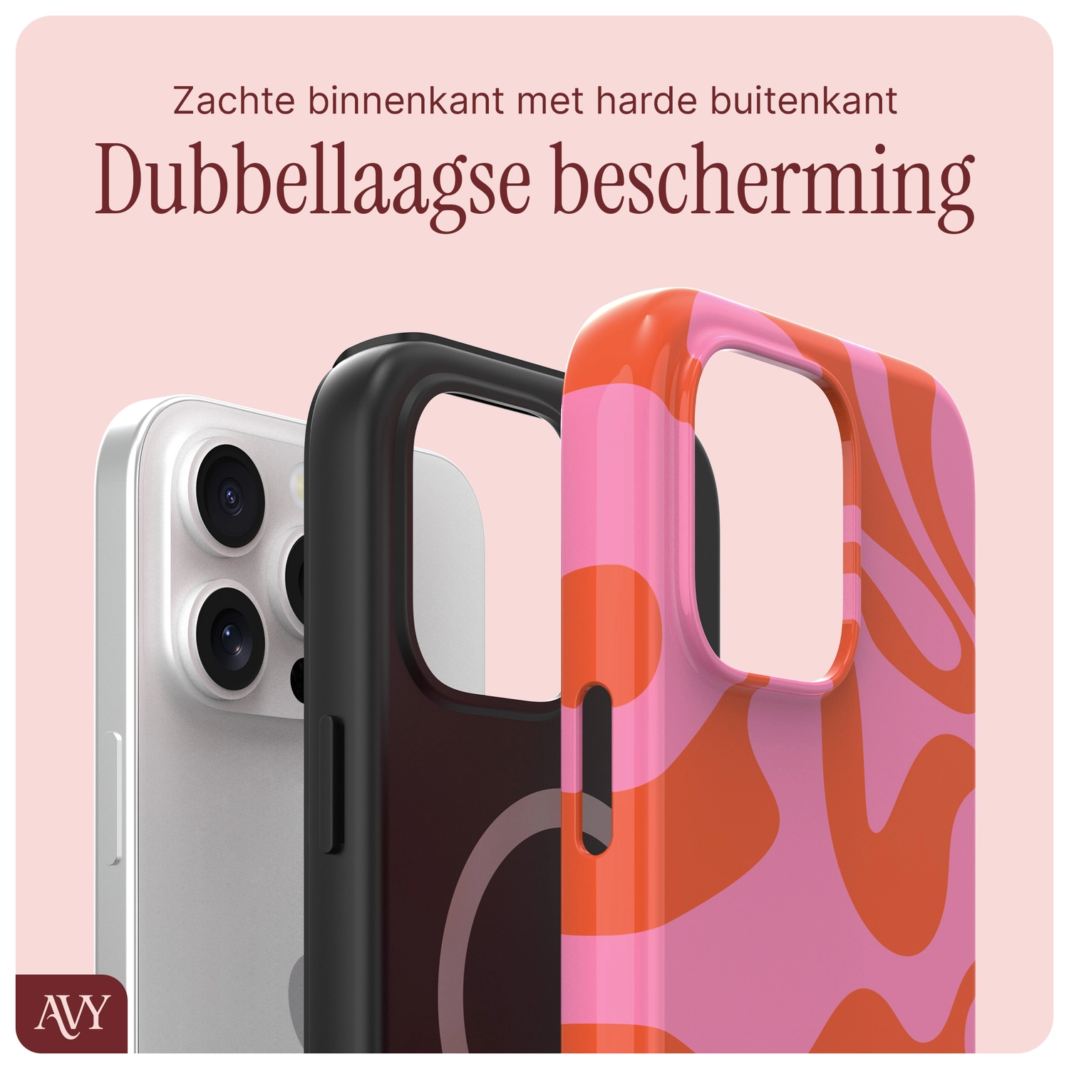 AVY Apple iPhone 15 Pro Max Hoesje MagSafe Back Cover Rosé Twist afbeelding 7