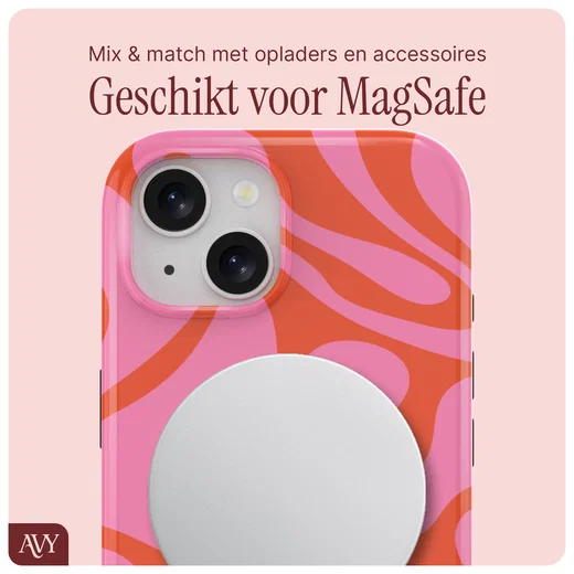 AVY Apple iPhone 14 / 13 Hoesje MagSafe Back Cover Rosé Twist afbeelding 7