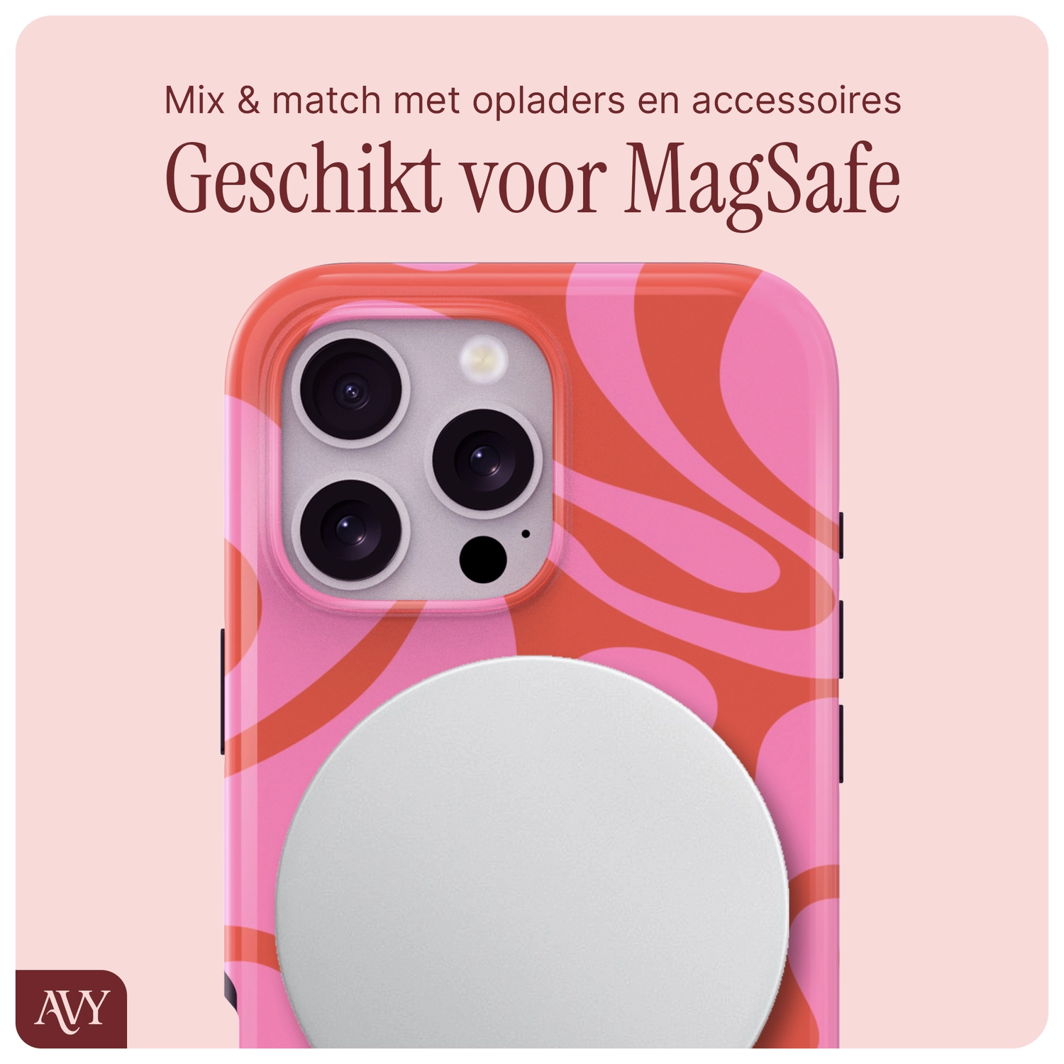 AVY Apple iPhone 12 Pro Max Hoesje MagSafe Back Cover Rosé Twist afbeelding 8