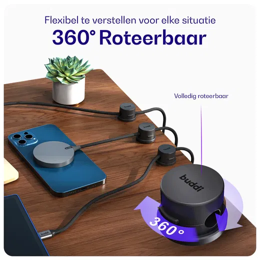 Buddi Sorted Magnetische Kabelclip Organizer voor Bureau en Nachtkastje 6-Pack afbeelding 3