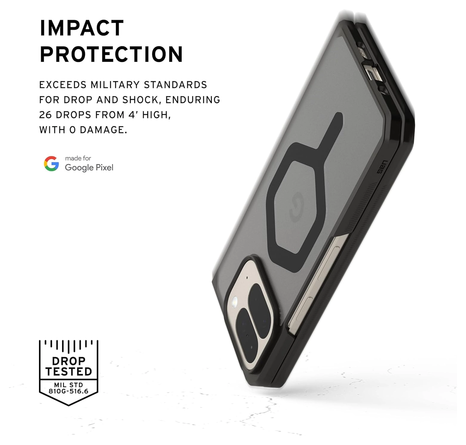 UAG Mouve Google Pixel 10 Pro Fold Hoesje MagSafe Back Cover Ash Zwart afbeelding 4