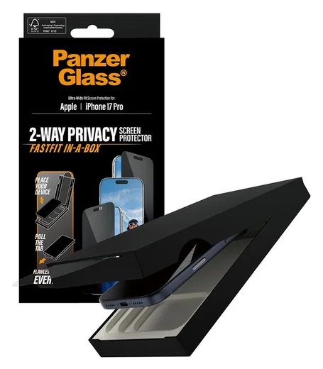 PanzerGlass FastFit Ultra-Wide iPhone 17 Pro Privacy Glass Screen Protector afbeelding 2