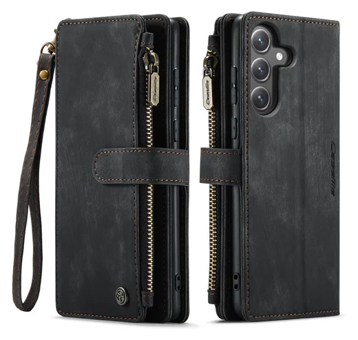 CaseMe C30 Samsung Galaxy S25 FE Hoesje Pasjeshouder Book Case Zwart afbeelding 1