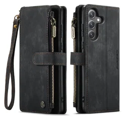 CaseMe C30 Samsung Galaxy S25 FE Hoesje Pasjeshouder Book Case Zwart afbeelding