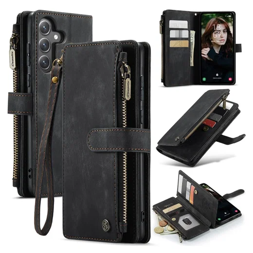 CaseMe C30 Samsung Galaxy S25 FE Hoesje Pasjeshouder Book Case Zwart afbeelding 2
