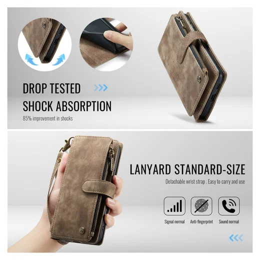 CaseMe C30 Samsung Galaxy S25 FE Hoesje Pasjeshouder Book Case Bruin afbeelding 6