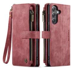 CaseMe C30 Samsung Galaxy S25 FE Hoesje Pasjeshouder Book Case Rood afbeelding