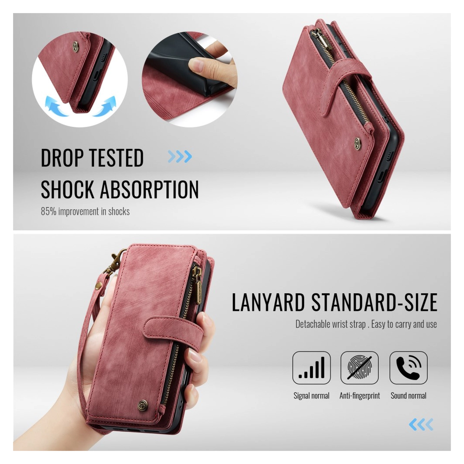 CaseMe C30 Samsung Galaxy S25 FE Hoesje Pasjeshouder Book Case Rood afbeelding 6