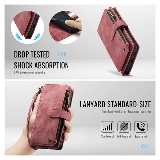 CaseMe C30 Samsung Galaxy S25 FE Hoesje Pasjeshouder Book Case Rood afbeelding 6