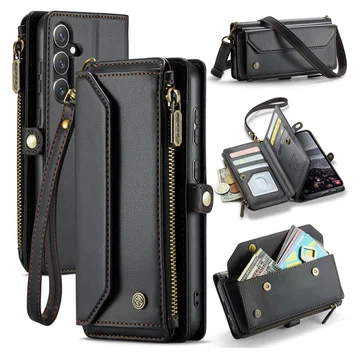 CaseMe C36 Samsung Galaxy S25 FE Hoesje Zipper Book Case Zwart