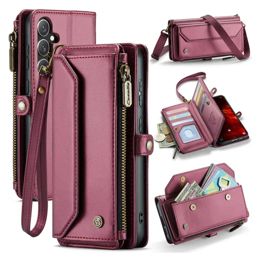 CaseMe C36 Samsung Galaxy S25 FE Hoesje Zipper Book Case Rood afbeelding 1