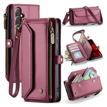 CaseMe C36 Samsung Galaxy S25 FE Hoesje Zipper Book Case Rood