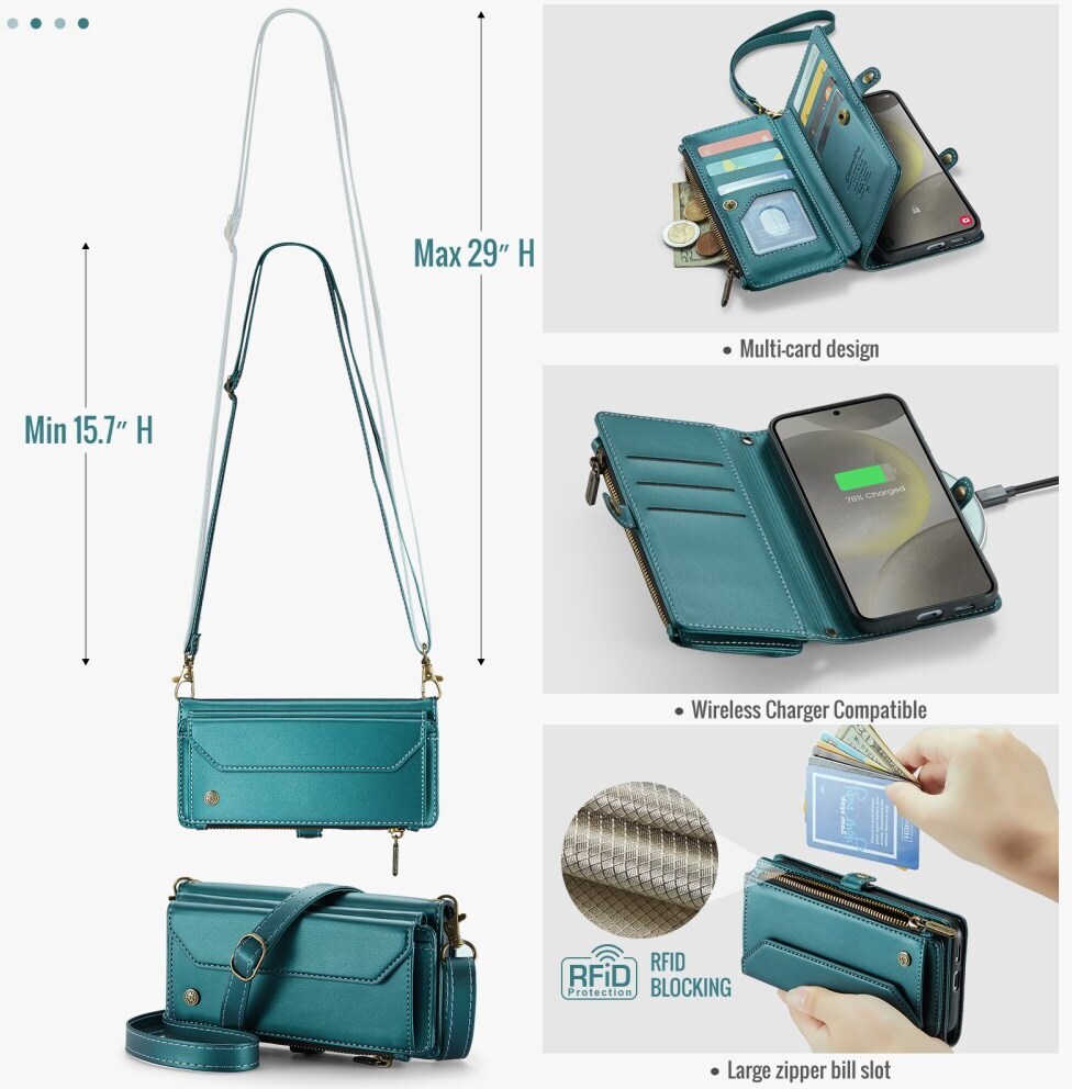 CaseMe C36 Samsung Galaxy S25 FE Hoesje Zipper Book Case Blauw afbeelding 4