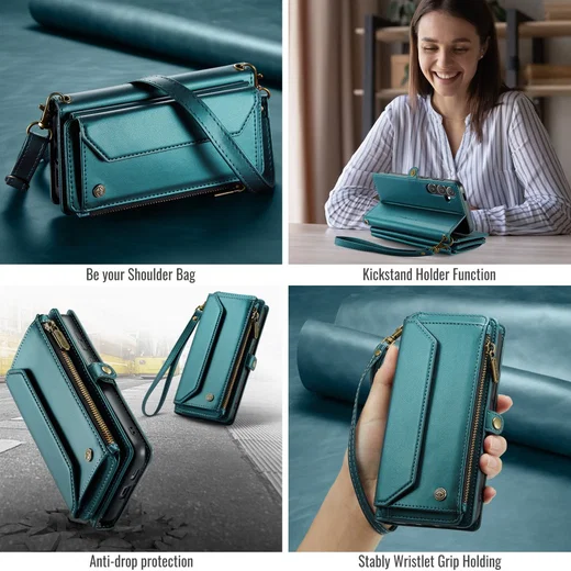CaseMe C36 Samsung Galaxy S25 FE Hoesje Zipper Book Case Blauw afbeelding 2