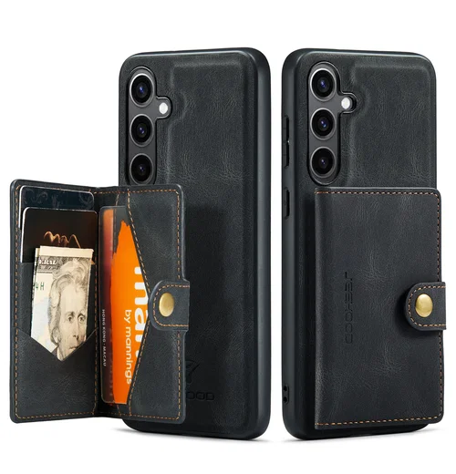 CaseMe JH-01 Samsung Galaxy S25 FE Hoesje met Magnetische Kaarthouder Zwart afbeelding 1
