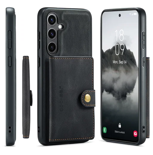 CaseMe JH-01 Samsung Galaxy S25 FE Hoesje met Magnetische Kaarthouder Zwart afbeelding 10