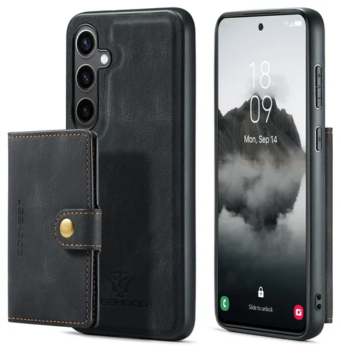 CaseMe JH-01 Samsung Galaxy S25 FE Hoesje met Magnetische Kaarthouder Zwart afbeelding 2