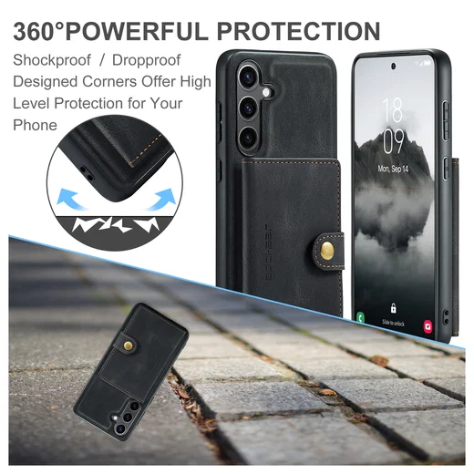 CaseMe JH-01 Samsung Galaxy S25 FE Hoesje met Magnetische Kaarthouder Zwart afbeelding 5