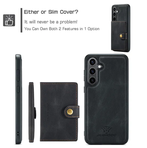 CaseMe JH-01 Samsung Galaxy S25 FE Hoesje met Magnetische Kaarthouder Zwart afbeelding 7