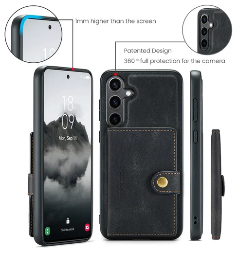 CaseMe JH-01 Samsung Galaxy S25 FE Hoesje met Magnetische Kaarthouder Zwart afbeelding 8