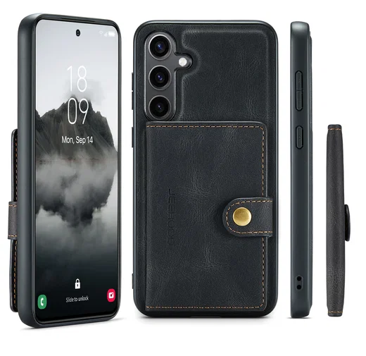 CaseMe JH-01 Samsung Galaxy S25 FE Hoesje met Magnetische Kaarthouder Zwart afbeelding 9