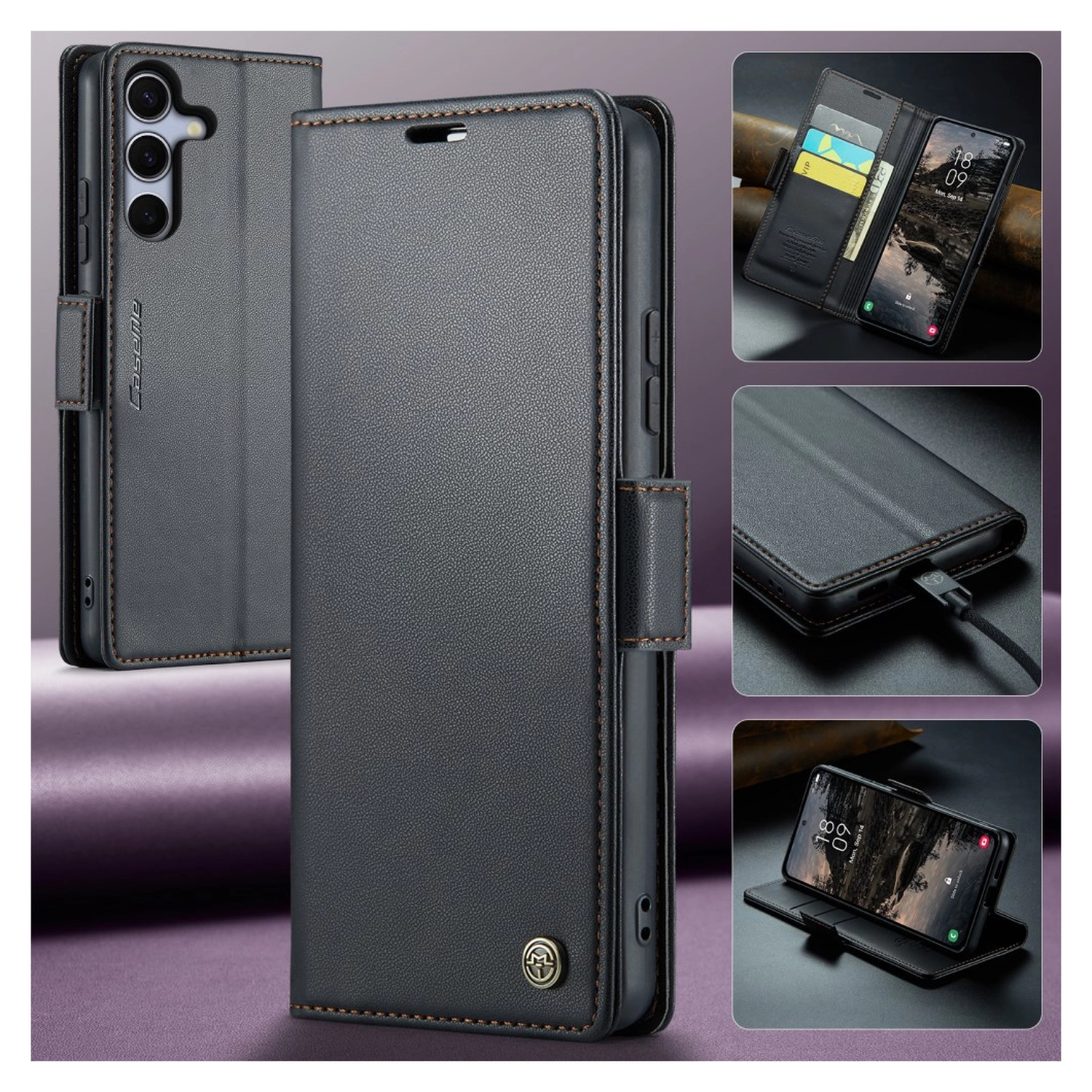 CaseMe 023 Samsung Galaxy S25 FE Hoesje RFID Book Case Zwart afbeelding 11