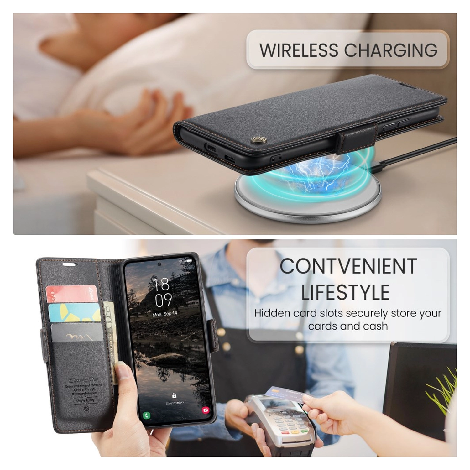 CaseMe 023 Samsung Galaxy S25 FE Hoesje RFID Book Case Zwart afbeelding 2