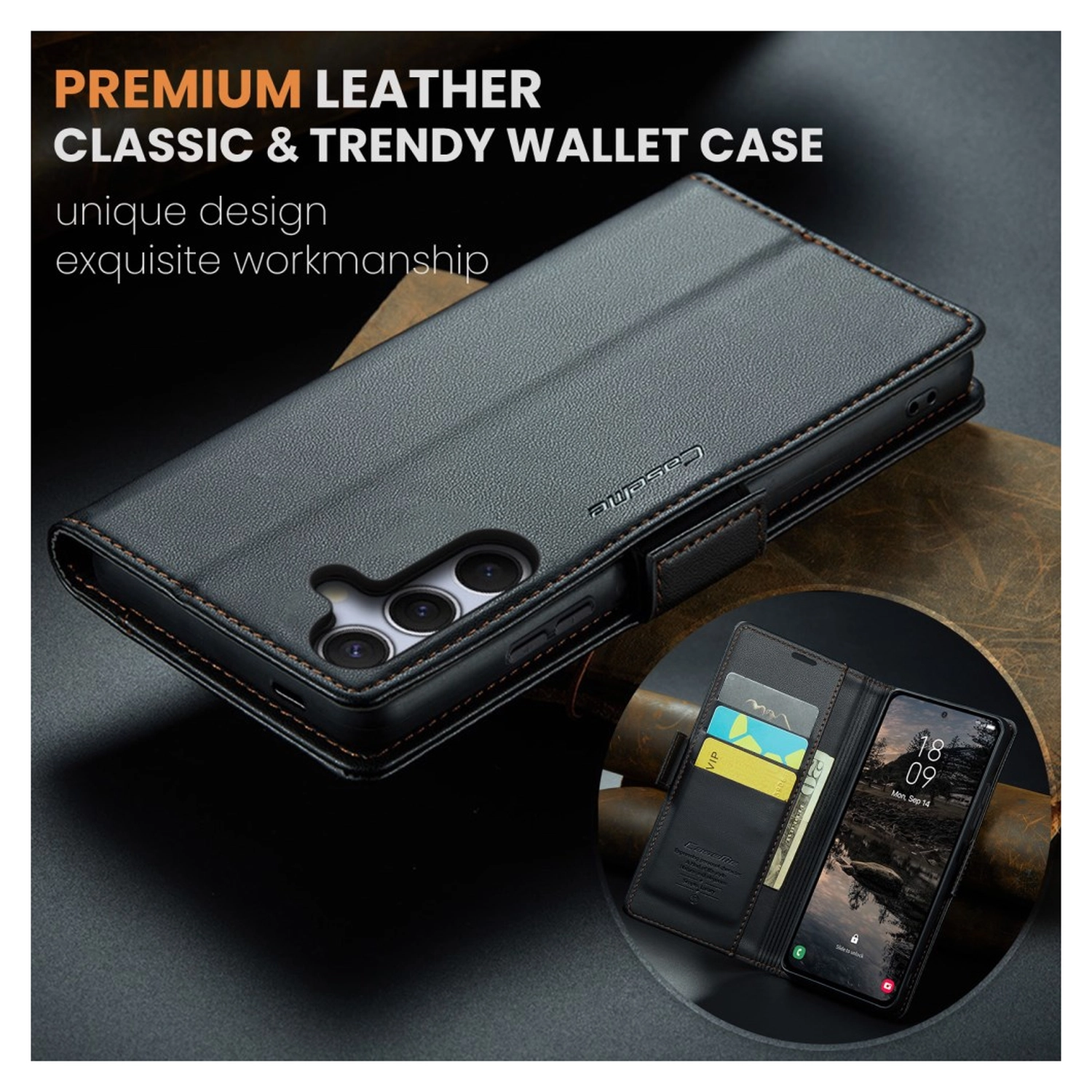 CaseMe 023 Samsung Galaxy S25 FE Hoesje RFID Book Case Zwart afbeelding 9