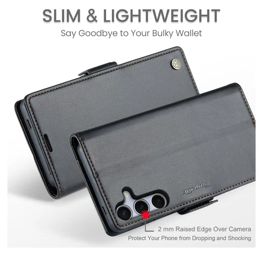 CaseMe 023 Samsung Galaxy S25 FE Hoesje RFID Book Case Zwart afbeelding 10
