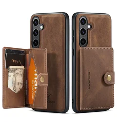 CaseMe JH-01 Samsung Galaxy S25 FE Hoesje met Magnetische Kaarthouder Bruin afbeelding