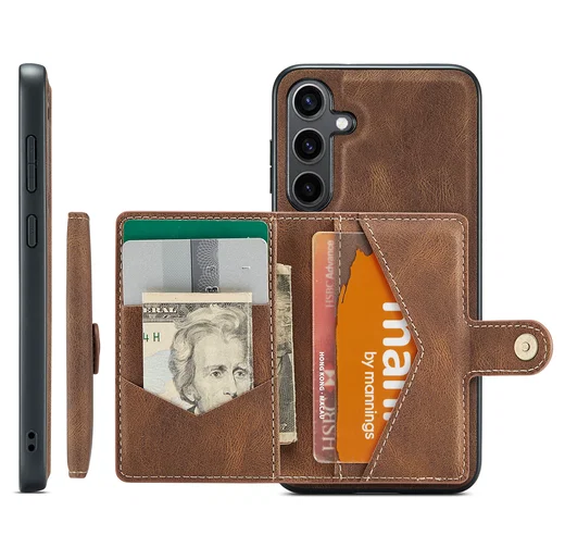 CaseMe JH-01 Samsung Galaxy S25 FE Hoesje met Magnetische Kaarthouder Bruin afbeelding 13