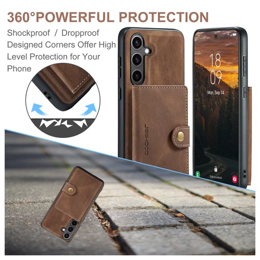 CaseMe JH-01 Samsung Galaxy S25 FE Hoesje met Magnetische Kaarthouder Bruin afbeelding 4