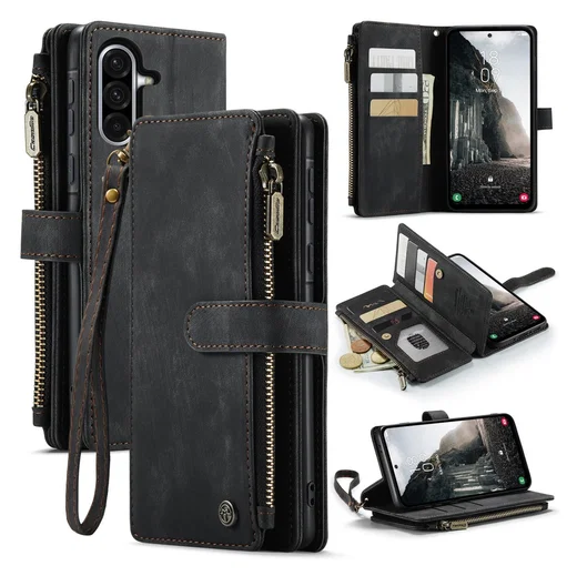 CaseMe C30 Samsung Galaxy A17 Hoesje Pasjeshouder Book Case Zwart afbeelding 2