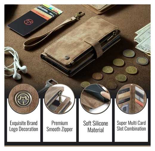 CaseMe C30 Samsung Galaxy A17 Hoesje Pasjeshouder Book Case Bruin afbeelding 10