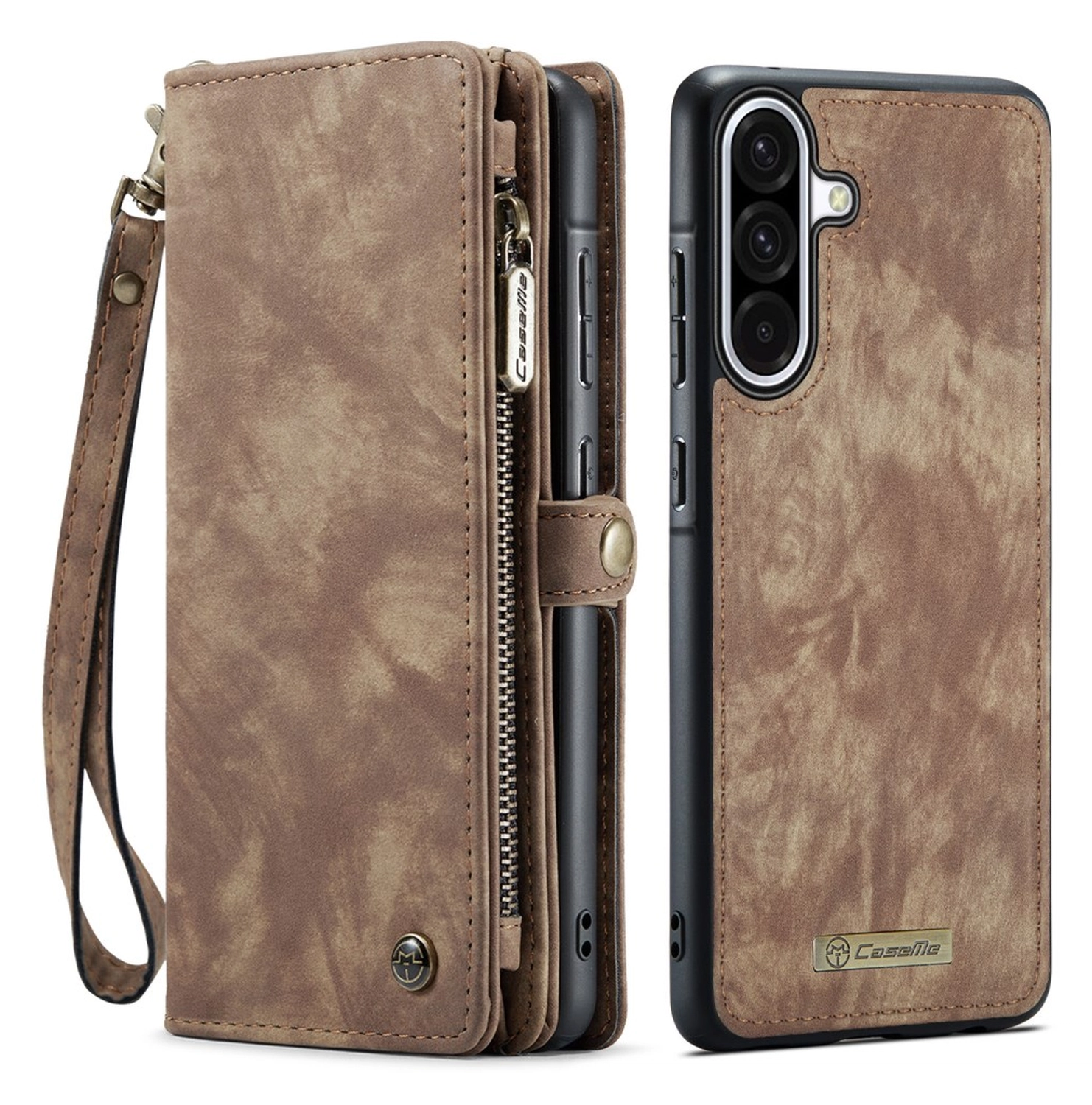 CaseMe 008 Samsung Galaxy A17 Hoesje 2-in-1 Book Case en Back Cover Bruin afbeelding 1