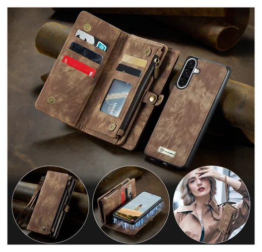 CaseMe 008 Samsung Galaxy A17 Hoesje 2-in-1 Book Case en Back Cover Bruin afbeelding 5