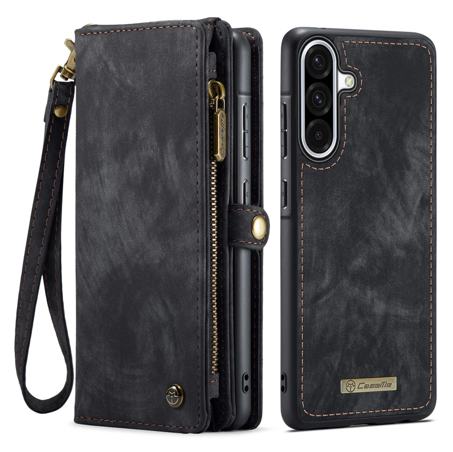 CaseMe 008 Samsung Galaxy A17 Hoesje 2-in-1 Book Case en Back Cover Zwart afbeelding 1