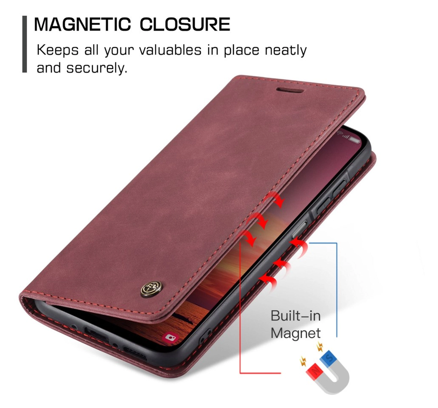 CaseMe 013 Samsung Galaxy A17 Hoesje Book Case met Standaard Rood afbeelding 5