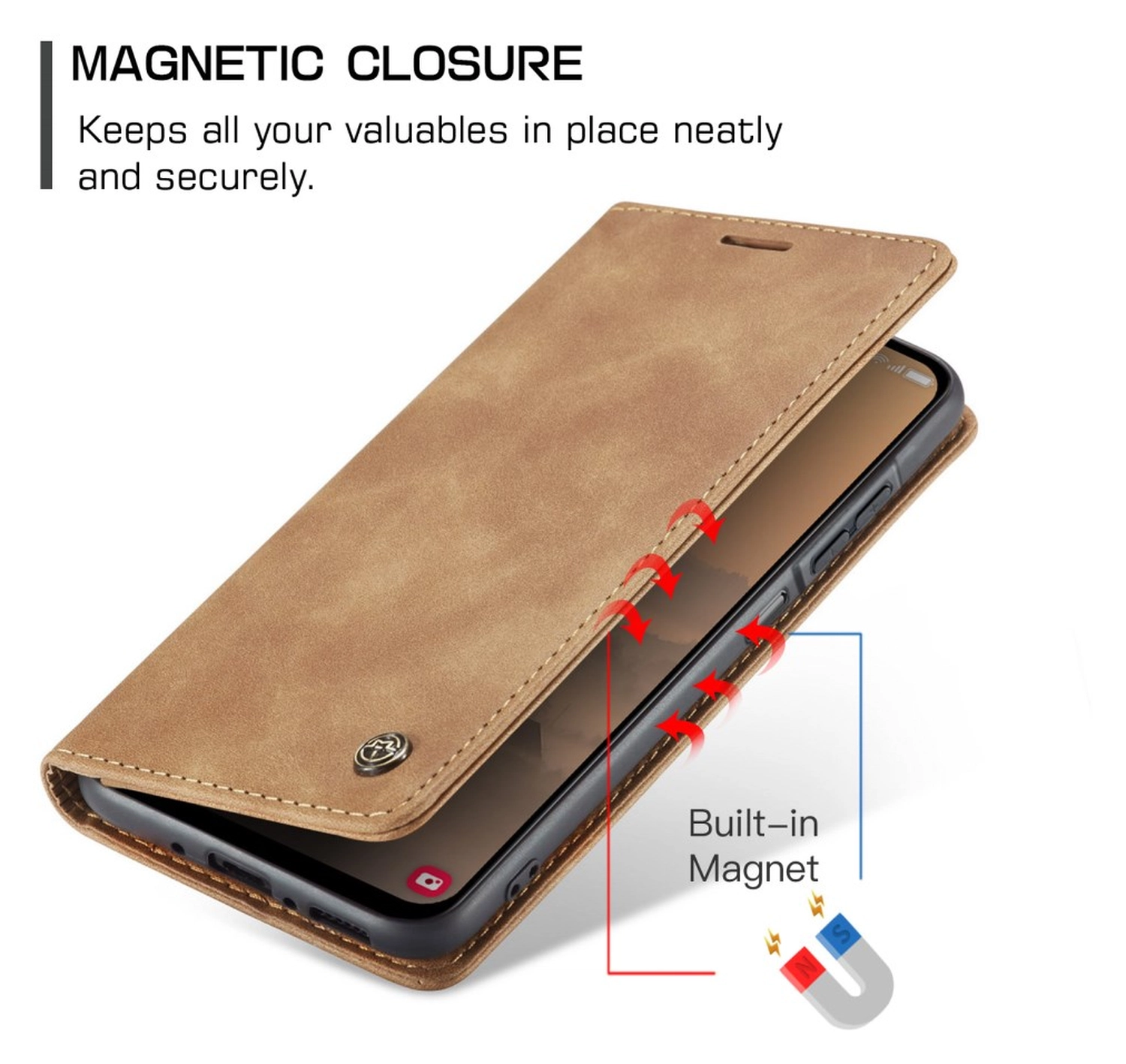 CaseMe 013 Samsung Galaxy A17 Hoesje Book Case met Standaard Bruin afbeelding 4