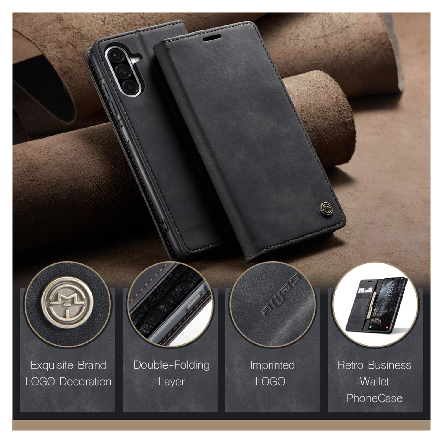 CaseMe 013 Samsung Galaxy A17 Hoesje Book Case met Standaard Zwart afbeelding 10